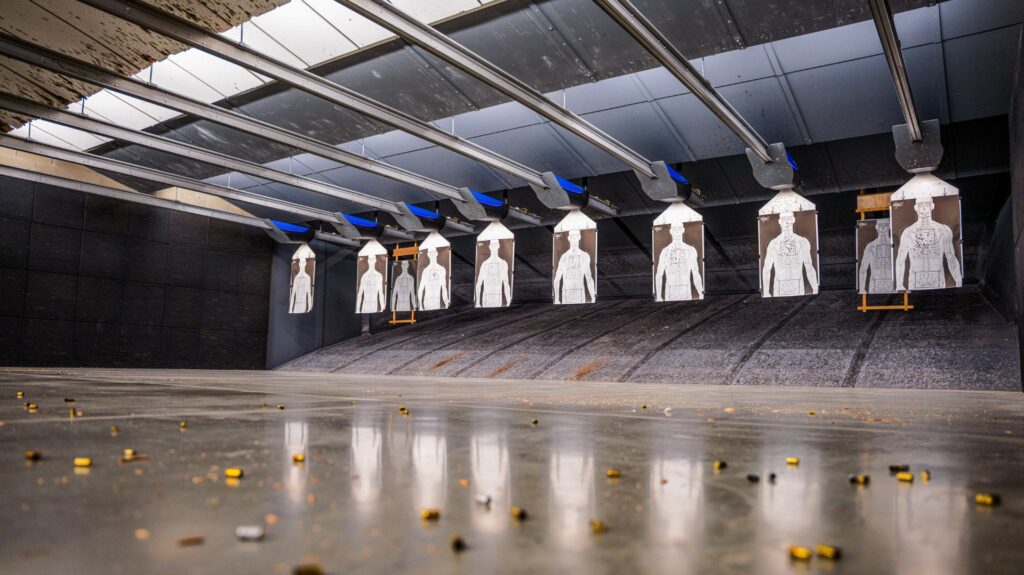 View of downrange of the gun range Lake Erie Arms, OH
