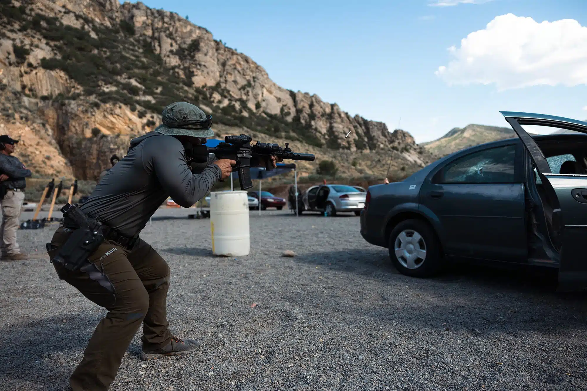 Police officer conducting vehicle training at LETC