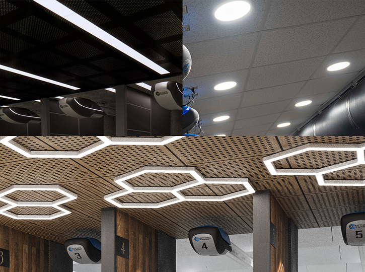 A collage of different range lighting options